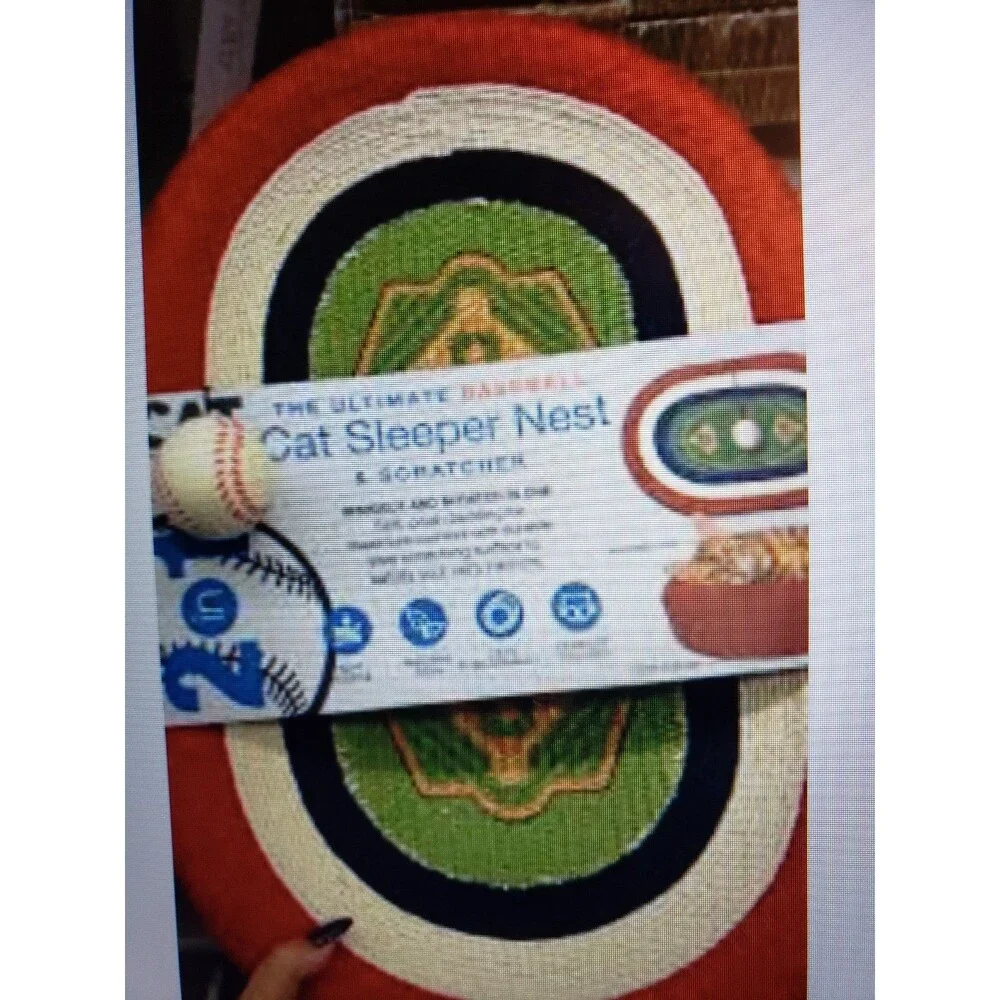 NEW Baseball Field Cat, Sleeper, Scratcher Nest & Toy w/ Ball Teaser 15.5 x 24